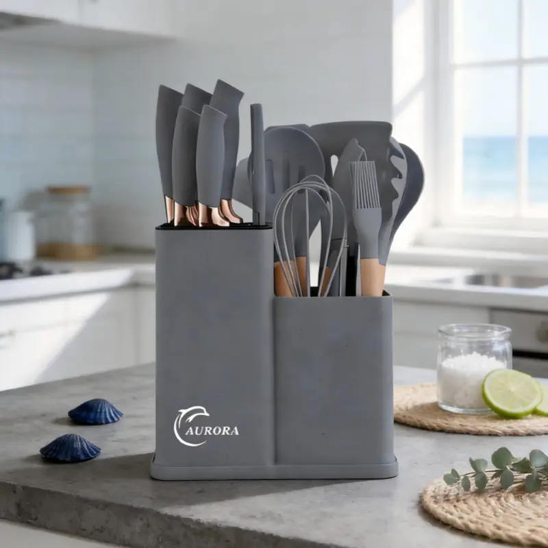 19pcs SiliconeKitchenware Set, Food Grade Silicone CookingSpoon, Shovel, Cutting Board, EggBeaters, FruitKnife, Chef Knife, Combination Set, Heat ResistantKitchen Supplies,Utensils,Storage,Modern,Portable, pots pans set ,Christmasdeal