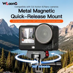 for DJI Osmo Action6/Nano Magnetic Quick Release Base Adapter, Metal, Rotatable, Perfect for Outdoor Sports, Campus Photography Holiday Travel and Ideal Gift, Dual Claw Design Lightweight Tripod/Mount Connector | Self-media Shooting Equipment Accessory