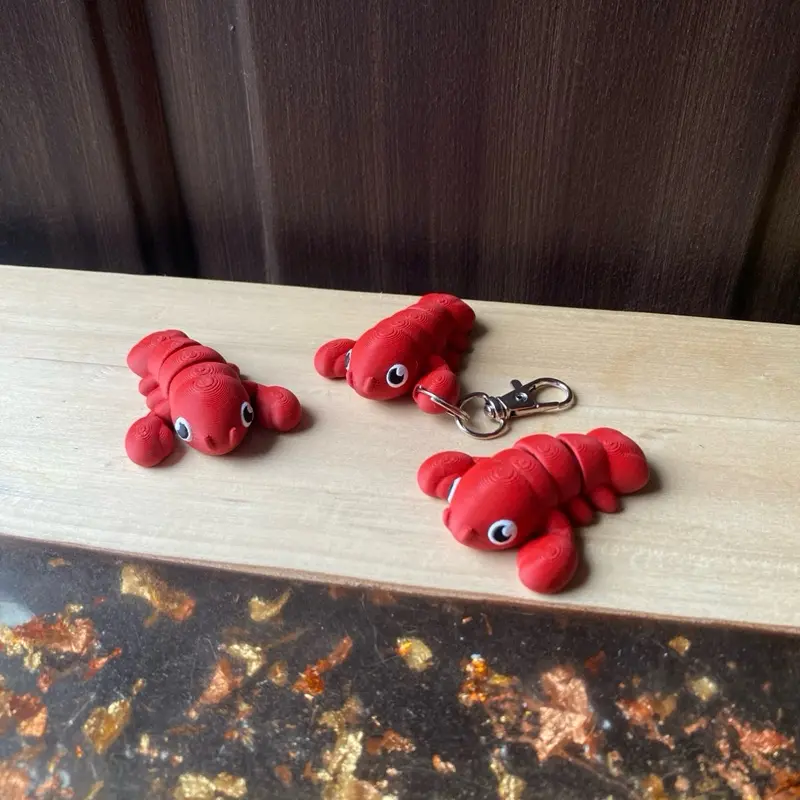 Lobster Fidget Toys and Keychains - Assorted Designs with Keyring Attachment