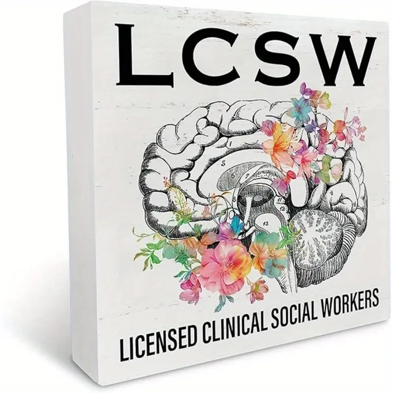 Licensed Clinical Social Workers Gifts, Thank You Appreciation Gifts for Social Worker, Graduation Gifts for Social Worker Birthday Christmas, LCSW, Wooden Box Sign Office Desk Decor 5x5 Inch