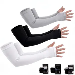 3Pairs Of UV Sleeves, ,Black,White,Grey, SunProtection Cooling Arm Sleeves，UV Protection Arm Sleeves,Sunscreen Sleeves, Arm Protection, Fashion Sleeves, lce Silk Arm Sleeves,Men And Women Riding Thin Drivers, UV Sun Protection Sports Compression