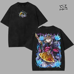 Doma Douma Upper moon rank 2 Demon Slayer Kimetsu No Yaiba Anime Double Printed Acid Washed T-Shirt Menswear graphic t-shirts merch unisex