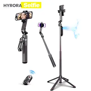 HYRORA AI Face Tracking Selfie with Remote Control, USB Rechargeable 4-foot Selfie Stick with 360° Rotation, Selfie Stand, Portable Selfie Accessories for Cellphone & Camera & Fill Light, Phone Accessories Tripod Stabilizer