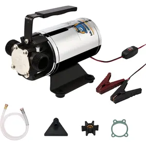 Water Transfer Pump 12V 330GPH,  Auto Portable Electric Utility Water Pump Self-Primingwith Suction Hose Kit
