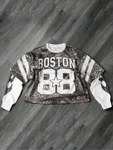 Men's Camouflage Long Sleeve Mock Two-Piece Shirt, Street Style & American Sports Fashion, Casual Wear, Trendy Design, Athletic Sports Clothing