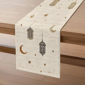 1Pcs Elegant Ramadan Table Runner, Durable Polyester Material, Perfect for Dining Room and Living Room Decor, Islamic Home Decoration