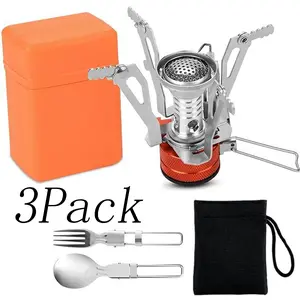 3 Pack Camping Hiking Cooking,include Backpacking Stove,Folding fork,Folding spoon,Portable Camping Stove, for Backpacking, Hiking, Camping