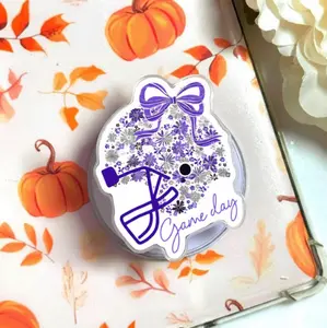 Mascot Floral Football Helmet Phone Grip, Game Day Bow Coquette Style Magnetic Phone Holder