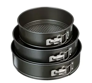 Round Springform Cake Pan Set of 3 6 8 10 Heavy Duty Nonstick Carbon Steel Bakeware for Cheesecake Layer Cakes & Desserts Easy Release Gray