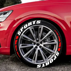 A Set of 8 One Sports Theme Tire Stickers-Left Side Installation, Resin Material, Self-Adhesive Stickers Suitable for Plastic/Glass/Metal Surface, Matte Surface, Irregular Shape, Reusable Car and Motorcycle Tire Stickers