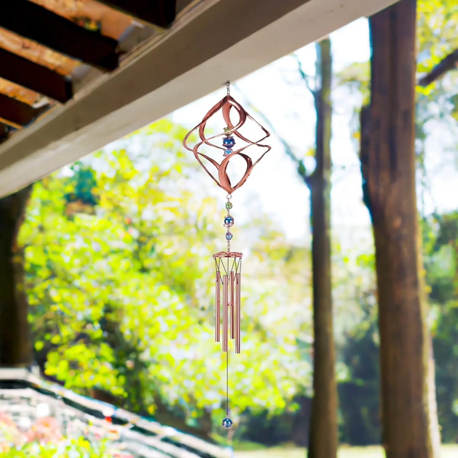31" Long Spiral Wind Chime with Copper Gem