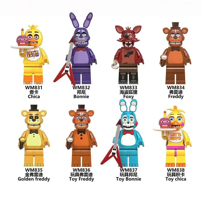 8Pcs FNAF Action Figure Toys Five Nights At Freddy's Ornaments  Assembled Toy DIY Model Game Peripheral Childrens Birthday Gifts Toyset