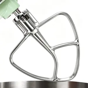 Polished Stainless Steel Paddle Attachment Compatible with  4.5-5 Qt Tilt- Stand Mixer, Durable Flat Beater Replacement, Easy Clean, Dishwasher Safe, Mixer Accessory