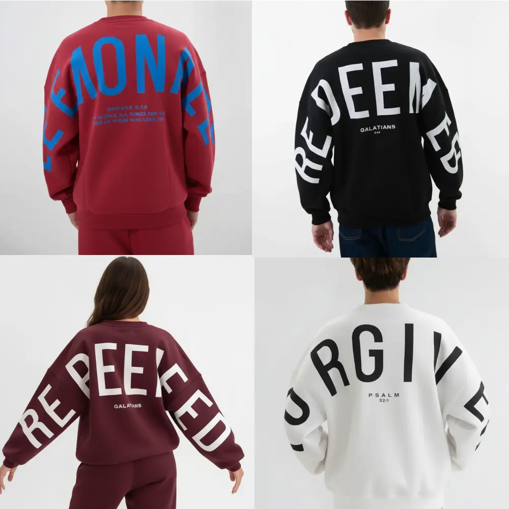 ( PRINT ) GLO Kingdom Essential Sweatshirt  Christian Oversized Sweatshirt, Heavyweight Faith Sweatshirts with Yahweh, Yeshua, Forgiven Designs, Super Soft Religious Apparel Gifts for Women & Men Cotton Menswear