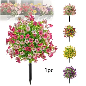 Artificial Flowers with Ground Spikes,Garden Stake Faux Greenery Shrubs Decorative Garden Accessories 22" for Farmhouse Outdoor Outside Garden Porch Patio Wedding Party Decoration