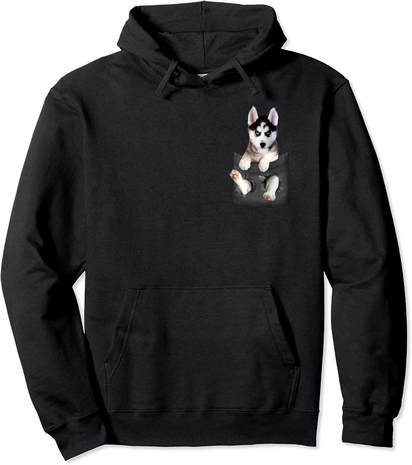 Siberian Husky In Pocket Puppy Pullover Hoodie - 34B07XWPZ2H8