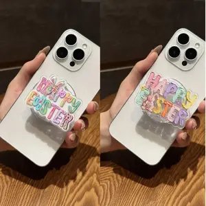 Colorful Happy Easter Text Magsafe Phone Grip - Magnetic Pop Socket & Kickstand - Holiday Gift