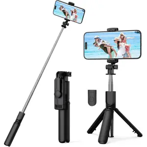 Selfie Stick Tripod, Retractable Selfie Stick Tripod with  Remote Control, for Photograph, Live Streaming, Video Recording, Compatible with Android,  and More