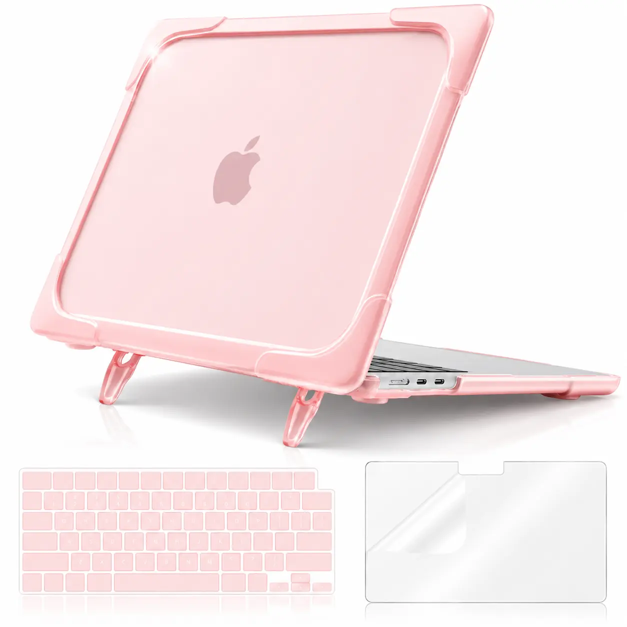 MOSISO Compatible with MacBook Air 13 inch Case M5 2026 M4 2025 M3 M2 2024-2022 A3449 A3240 A3113 A2681, 3 in 1 Kit Heavy Duty Hard Shell with Fold Kickstand for MacBook Air 13.6 inch Case, Pink, Study, Adults