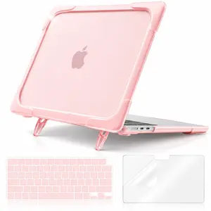MOSISO Compatible with MacBook Air 13 inch Case M5 2026 M4 2025 M3 M2 2024-2022 A3449 A3240 A3113 A2681, 3 in 1 Kit Heavy Duty Hard Shell with Fold Kickstand for MacBook Air 13.6 inch Case, Pink
