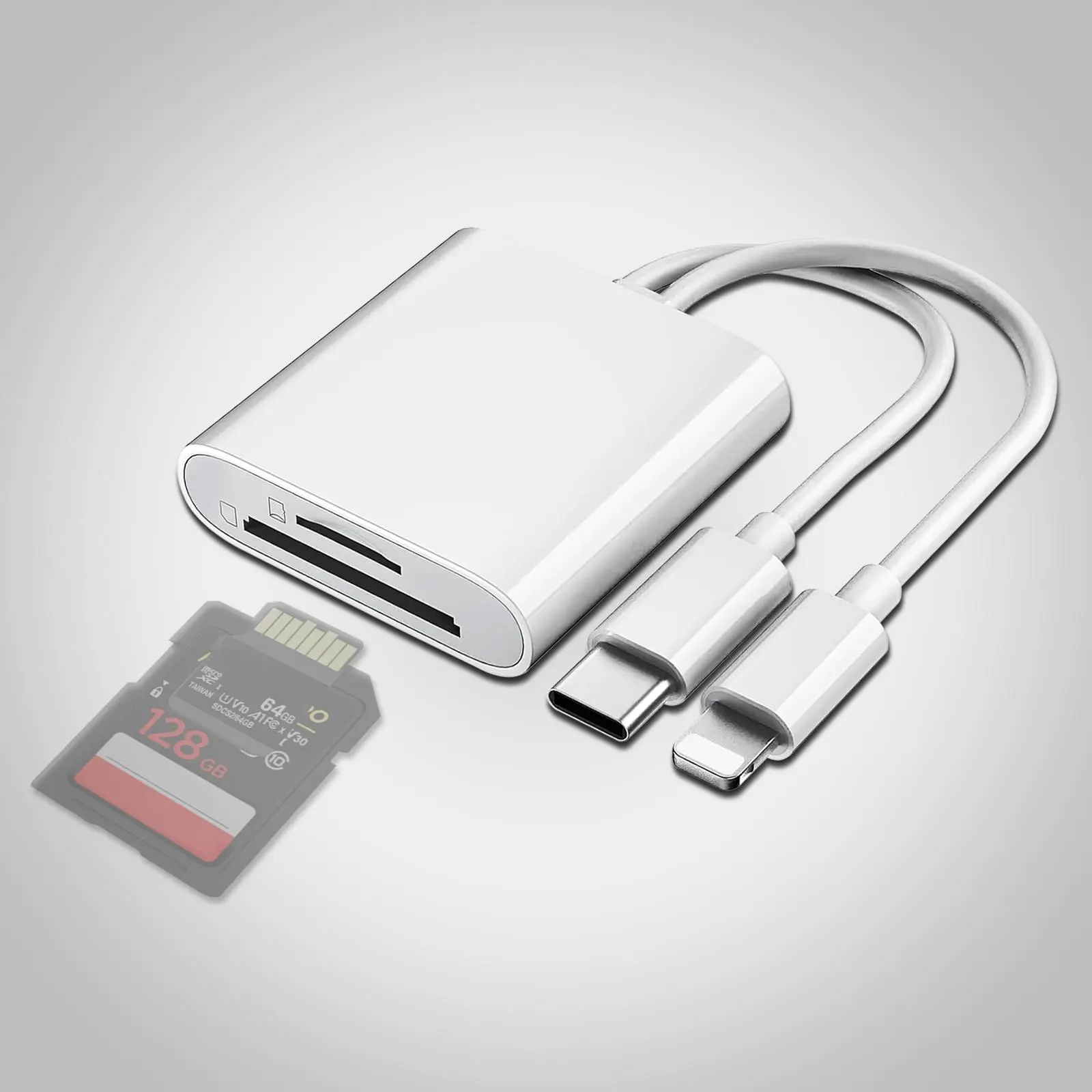 2-in-1 SD Card Reader, Portable Type-C Dual Slot Storage Reader, Compatible with iPhone, iPad & Camera, USB-C Interface, SD Card Adapter, Memory Card Adapter, Computer Memory Card Readers, USBC SD Card Reader