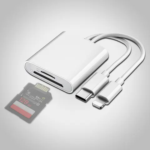 2 in 1 SD & TF Card Reader, Portable Type-C Card Reader, Support SD & TF Card, Plug and Play Card Adapter for iPhone for iPad  & Android
