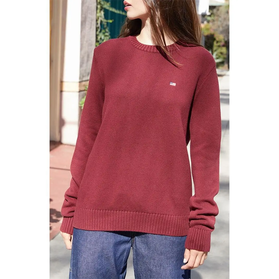 John Galt Women's Burgundy Flag Embroidered Sweater John Galt Women's Burgundy Flag Embroidered Sweater