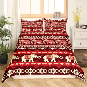 Bohemian Duvet Cover Boho Elephant Printed Bedding Set for Kids Women Adults Hippie1 Mandala Comforter Cover Exotic Southwestern Bedspread Cover Bedroom Collection