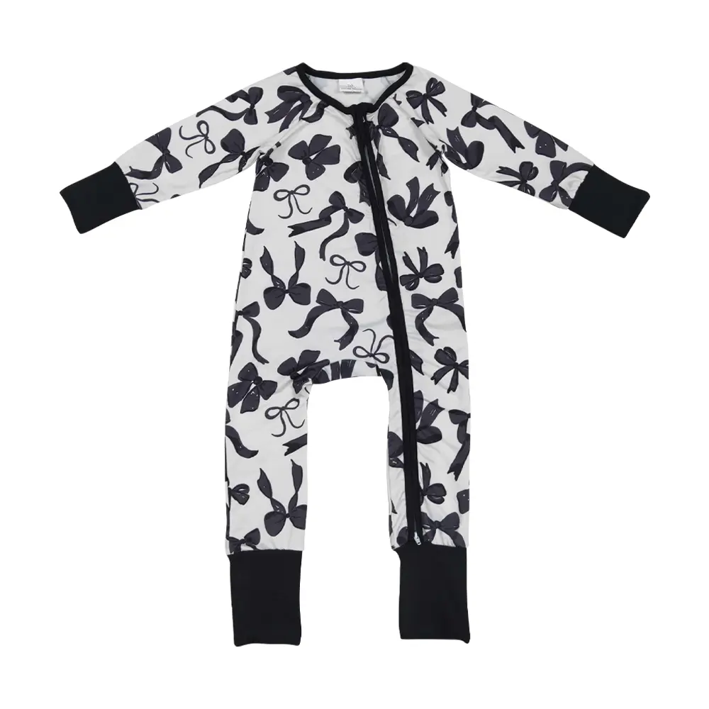 Girls' Soft Cotton Fitted Long-Sleeve Crew Neck Infant Sleepwear - Double Zipper, Soft Breathable All-Season Sleep Suit for 0-2 Years Kids