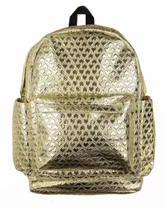 PJammy Iridescent Gold Hearts Backpack All-Over Design 16" Book Bag School Tech Sleeve