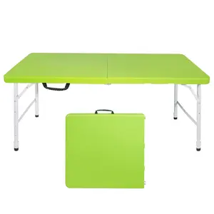 Donext 4ft Green Portable Folding Table Indoor&Outdoor Maximum Weight 135KG Foldable Table for Camping with Triangular Design for Stability