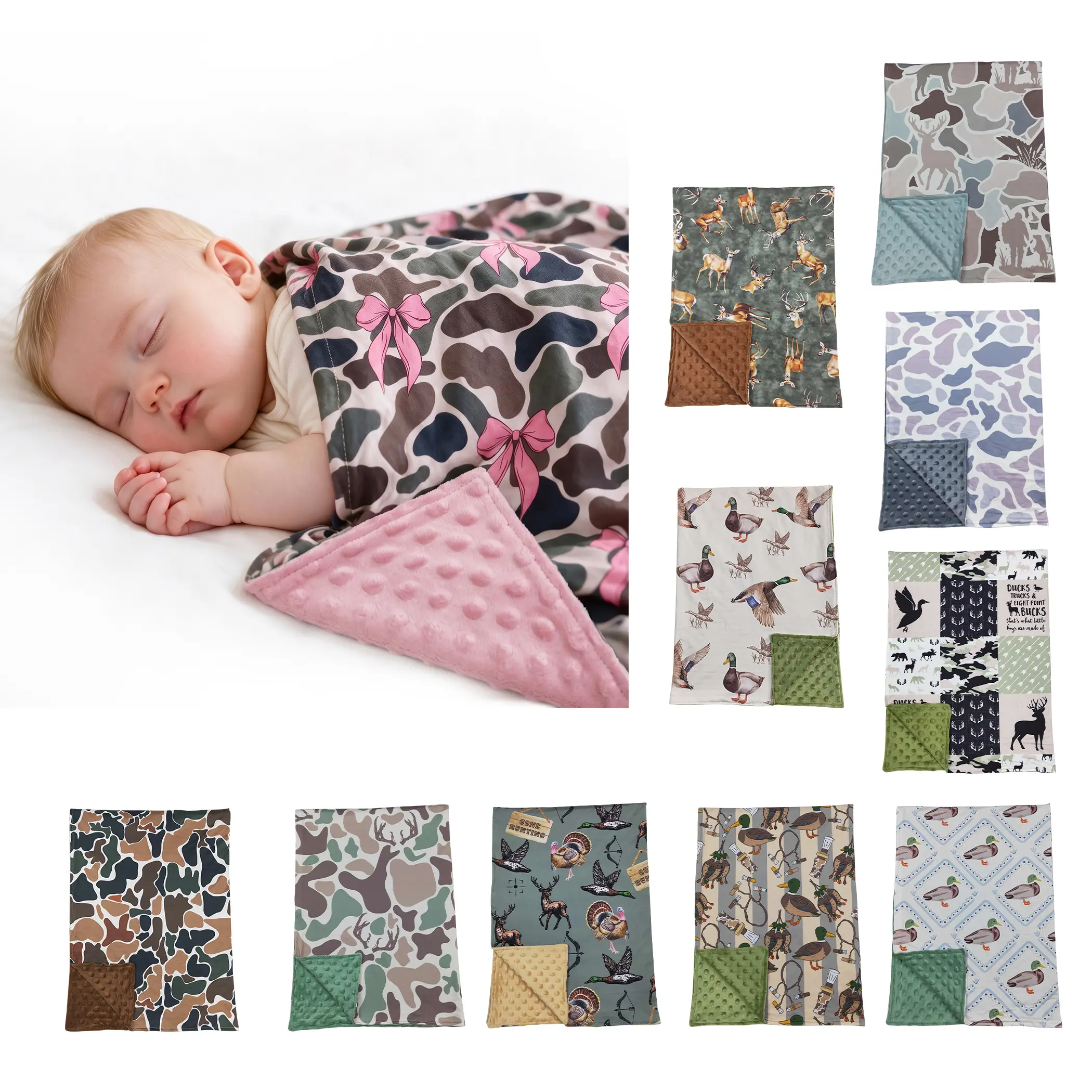 Hunting camo printed blankets baby kids blanket
