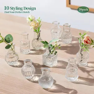 Mini Glass Vase Set, Vintage Relief European Style Home Decor, Desktop Ornament, Elegant Tabletop Decoration, Perfect for Living Room, Decorative Vase