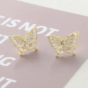 Hollow bow earrings for women zircon earrings for gift giving commuting all-match daily
