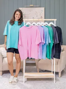 Zenana Acid Wash Cotton Drop Shoulder Boyfriend Box Tee | S/M-L/XL  *Final Sale*