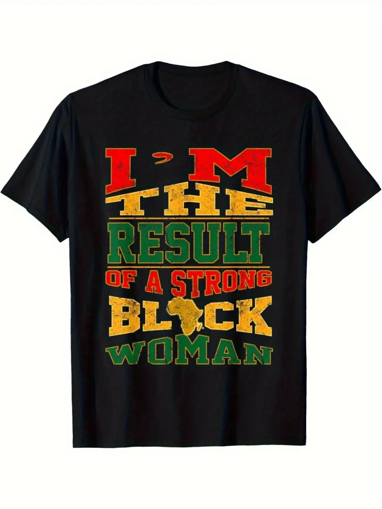 Men'S & Women'S Black Empowerment T-Shirt - "I'm The Result of a Strong Block Woman" Statement Tee - Heavyweight Pure Retro Graphic Shirt - Unisex Crewneck Top for African American Pride & Everyday Casual Wear - Year-Round Apparel