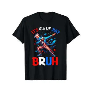 Bruh 4th Of July Boys Kids Fourth Of July Uncle Sam T Shirt 100% Cotton Casual Tshirts Crewneck T-Shirt Funny Short Sleeve Unisex Graphic Tee for Men Women Adults Classic Menswear Top 25619 Clothes Soft