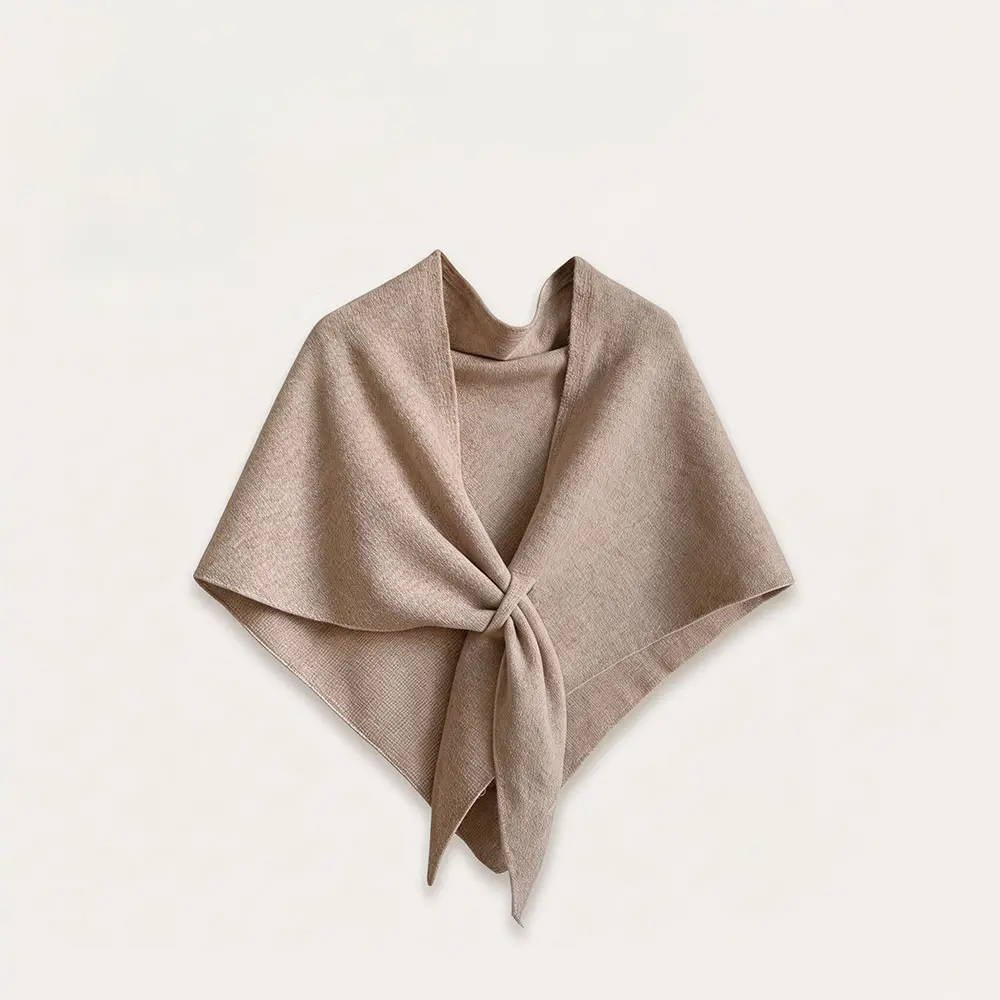 Women's Soft Faux Wool Knitted Triangular Shawl Scarf, Elegant Solid Color Draped Design Cloth Wrap, Classic Hand Wash Shawls, Versatile Fashion Accessory for Daily & Special Occasions, Classic Shawls