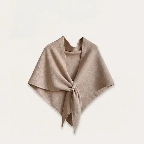 Women's Soft Faux Wool Knitted Triangular Shawl Scarf, Elegant Solid Color Draped Design Cloth Wrap, Classic Hand Wash Shawls, Versatile Fashion Accessory for Daily & Special Occasions, Classic Shawls