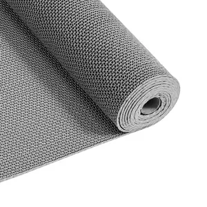 VEVOR Drainage Mat, 3 x 16.4 ft, PVC Non Slip Commercial Floor Mat, Wet Area Water Drain Splash Matting Hollow Doormat Roll, for Outdoor Indoor Restaurant Swimming Pool Patio Bathroom Washroom, Gray