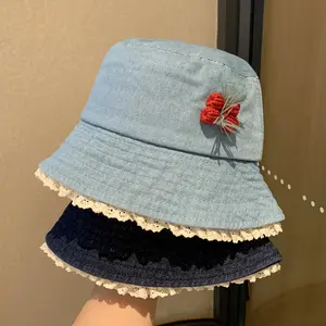 [Lace-Edged Bucket Hat] Lace-Edged Washed Bucket Hat - Trendy Fisherman Style - Versatile for Spring And Summer - Flattering for The Face
