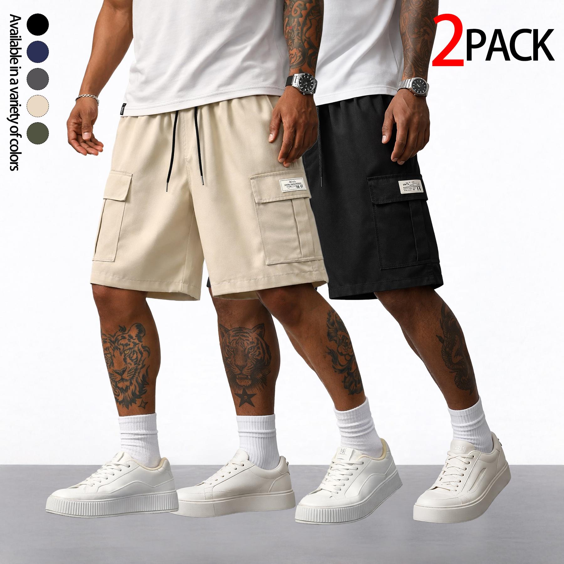 Men’s cargo shorts — heavyweight streetwear brand with multiple pockets, a loose fit that blends hip-hop urban style with practical workwear aesthetics. Suitable for everyday casual wear, fitness training, skateboarding, hiking and mountaineering, and var