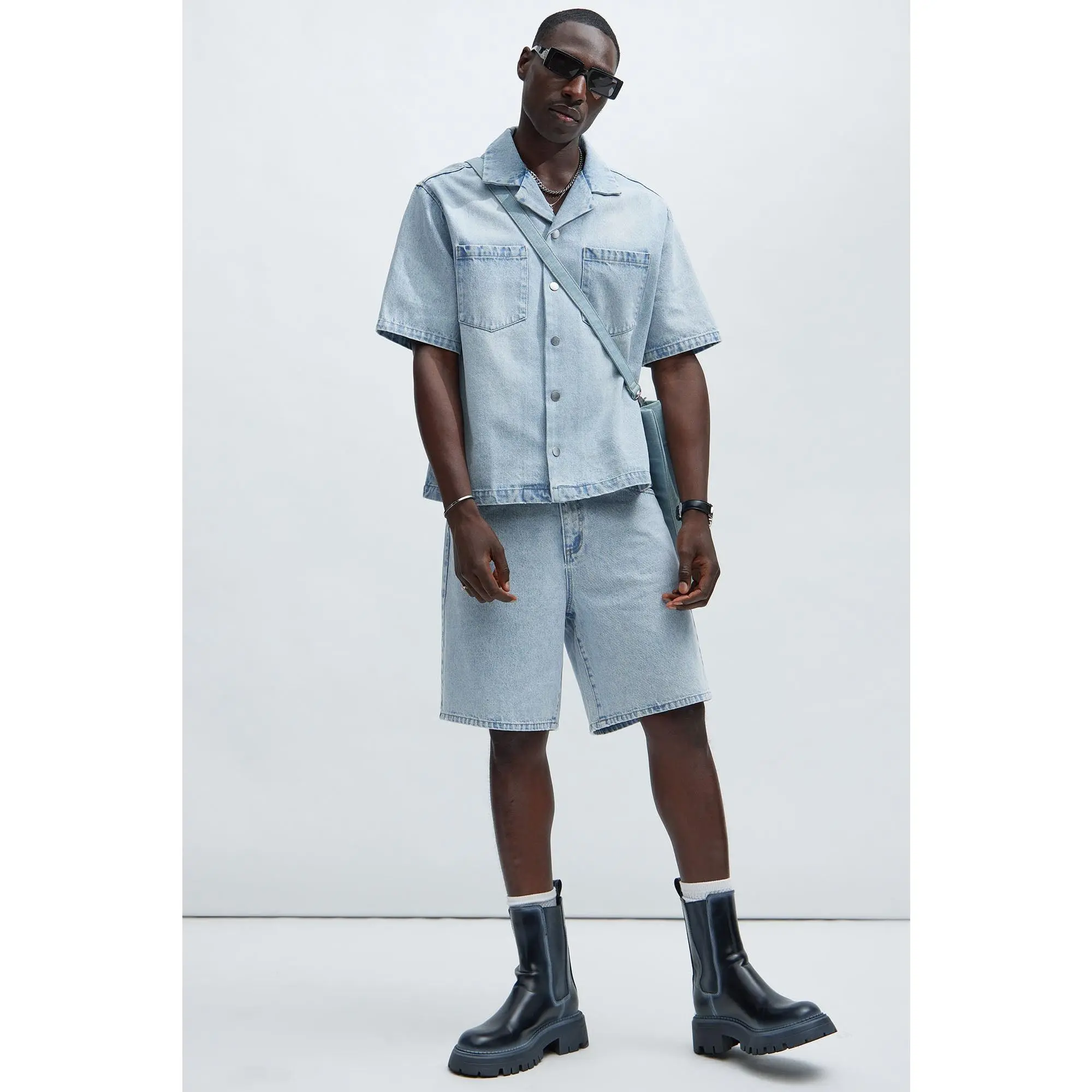Colin Relaxed Denim Shorts - Light Blue Wash