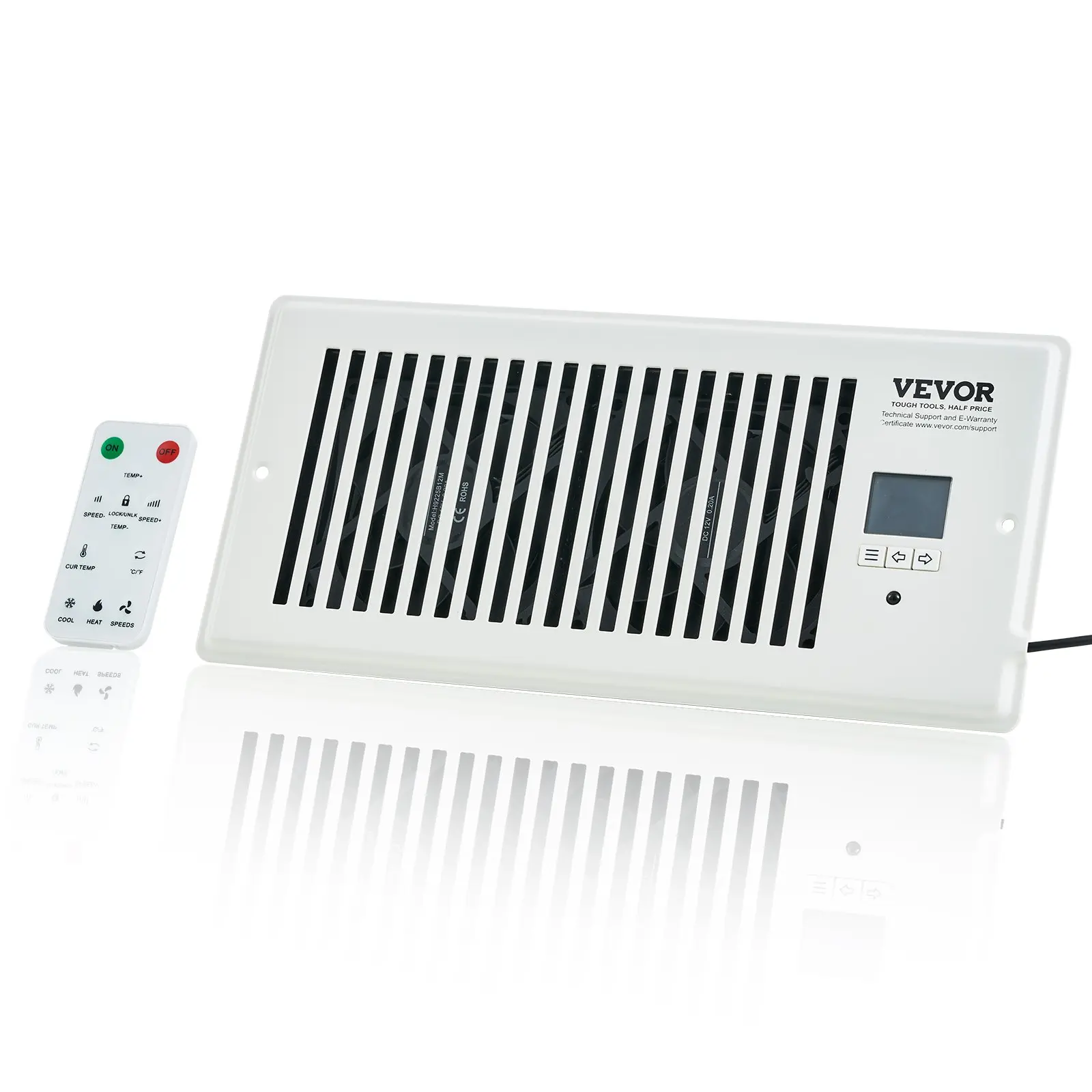 VEVOR 120V Register Booster Fan, Quiet 4x10 in Ventilation Fan with Remote Control & Thermostat, Adjustable Speed for Heating Cooling, Fits 4×10 Holes