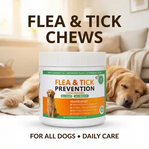 Flea & Tick Prevention Support Chews for Dogs – Nutritional Supplement, Not a Treatment – Plant-Based Chicken Flavor with Probiotics, Coconut Oil, Flaxseed & Fish Oil – For All Breeds and Ages#TikTokShopBlackFriday