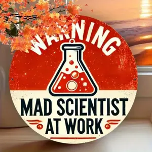 Vintage Mad Scientist Laboratory Wall Decor in Aluminum, Retro Garage Man Cave Art Plaque, Unique Home Bar Office Wall Decor Sign