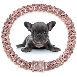 Pet Necklace Cuban Link Chain 12.5mm Wide Hip Hop Style for Small Medium Large Dogs Cats New Design Collar