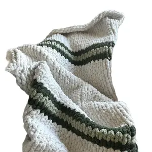 Ivory Chunky Knit Blanket with Customizable Banners - Available in Small, Medium, and Large Sizes