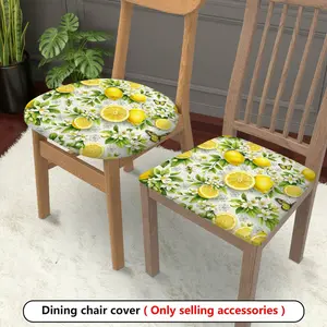 2/4/6pcs Lemon Floral Butterfly Print Elastic Restaurant Chair Seat Cover, Fresh Nature Theme, Detachable Washable Cushion Seat Cover Protective Cover Suitable for Restaurant Living Room Office Home Decoration.