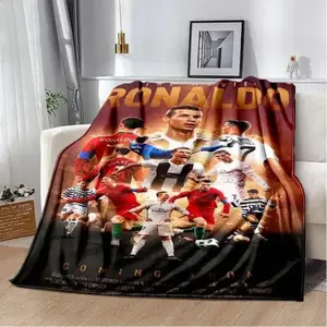 3D Print Football Star CR7 Soft Plush Blanket, Flannel Blanket Throw Blanket for Living Room Bedroom Bed Sofa Picnic Cover Soccer Sports Merchandise Football Aesthetic Room Decor Cozy Bedding
